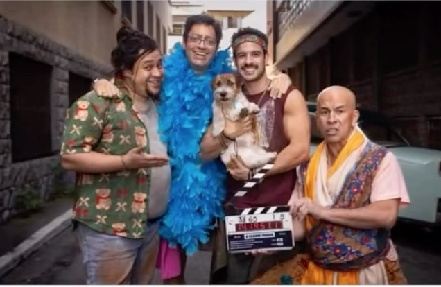 Ozzy no colo de Diego Cruz, com Esvam Nabote, Fernando Caruso e Edmilson Filho